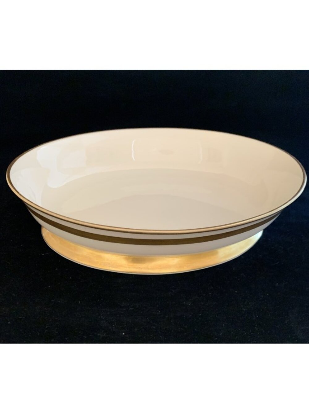 Flintridge Huntington Oval Serving Bowl 9.75" Gold Band California China Vtg